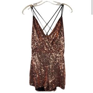 Windsor rose gold sequin romper
